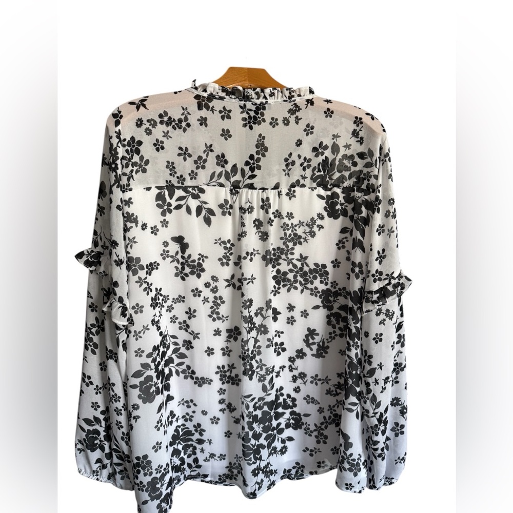 Lane Bryant Black and White Floral Blouse - Picture 9 of 9